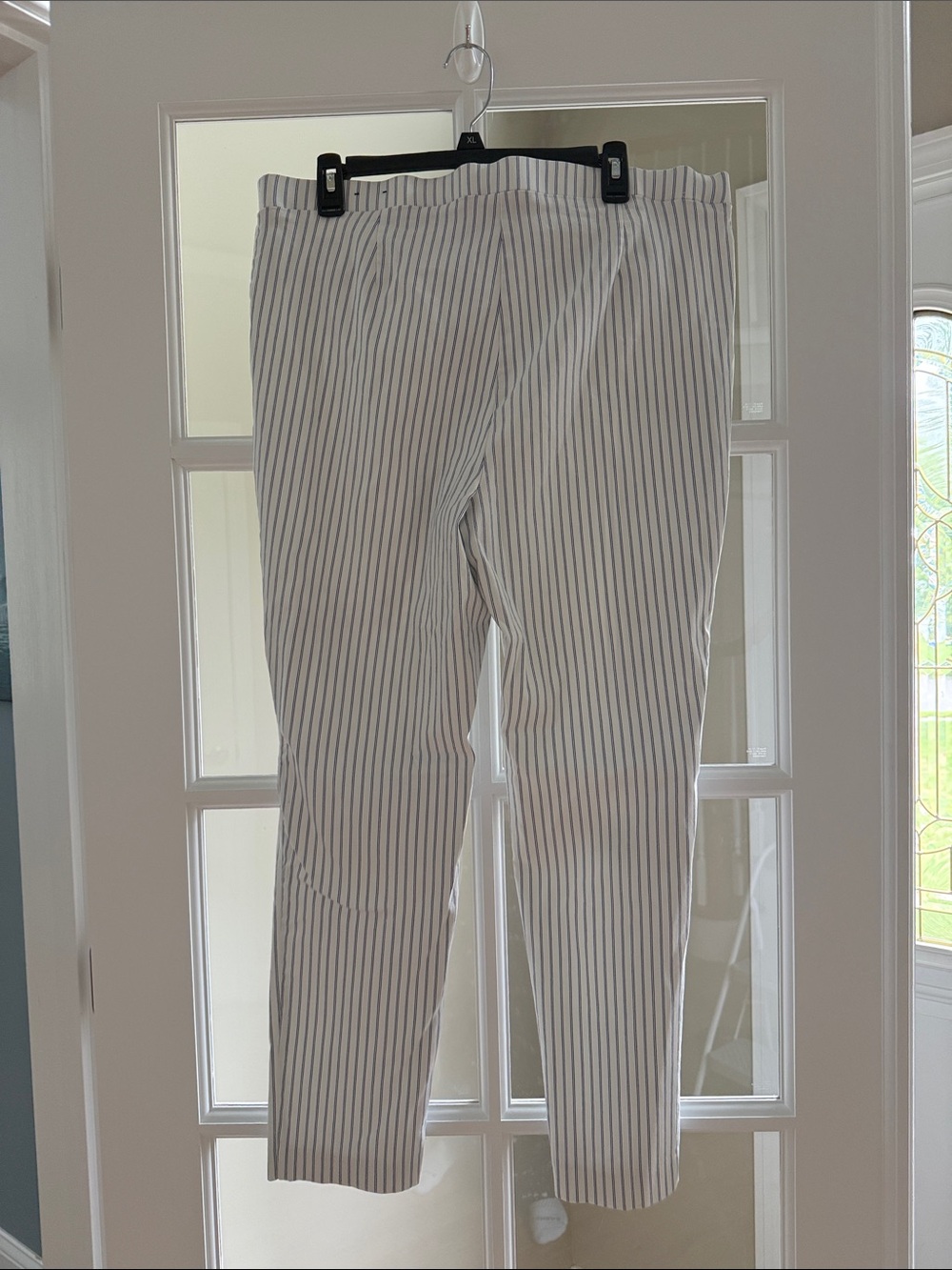 Women’s White and Blue Pinstripe Dress Pants